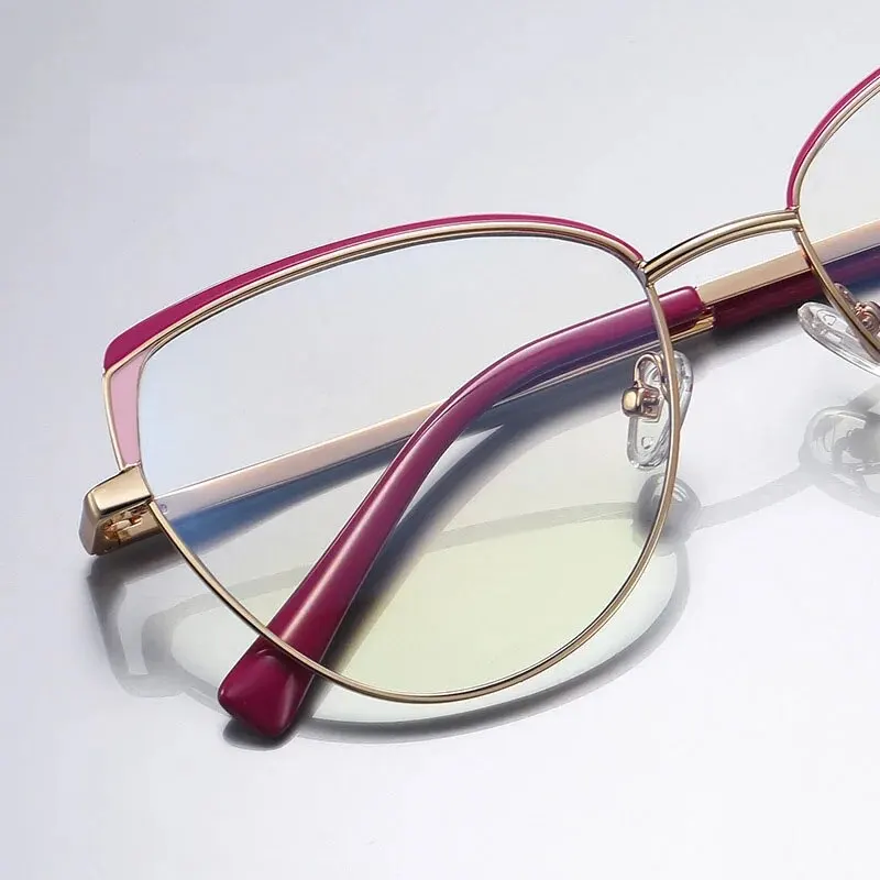 Eyebrow Point Paint Metal Optical Frame With Street Shot English Style Open Flat Light Mirror Womean And Men Glasses image 3