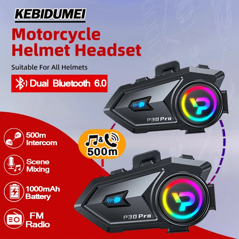 

KEBIDUMEI 500M домофон для мотоциклетного шлема + музыкальное сообщение двухъядерная Bluetooth-гарнитура V6.0 1000 мАч водонепроницаемый FM-радио переговорный телефон