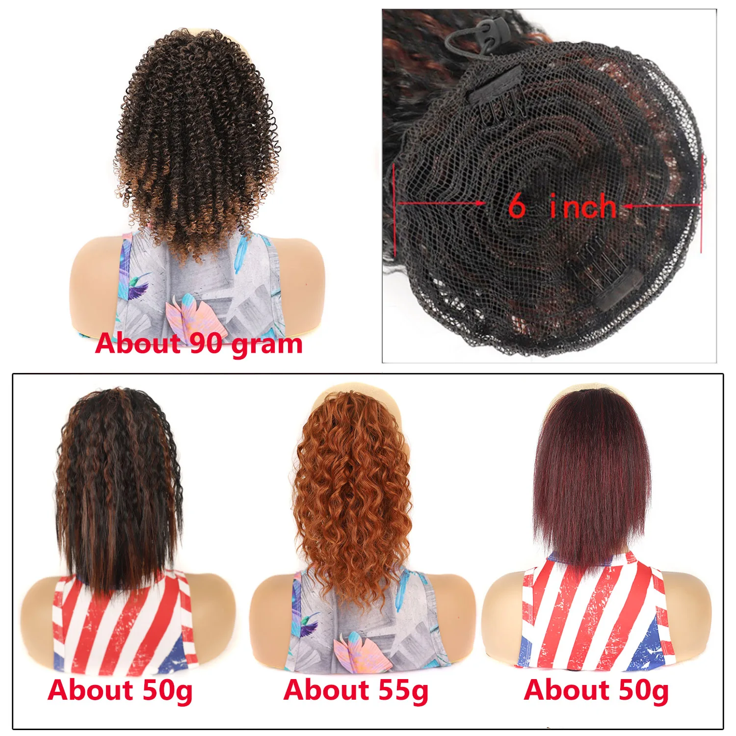 Trekkoord Paardenstaart Losse Diepe Krullende Paardenstaart Voor Zwarte Vrouwen 10Inch Synthetische Haarstukken Clip In Jerry Krullen Paardenstaart Extensie