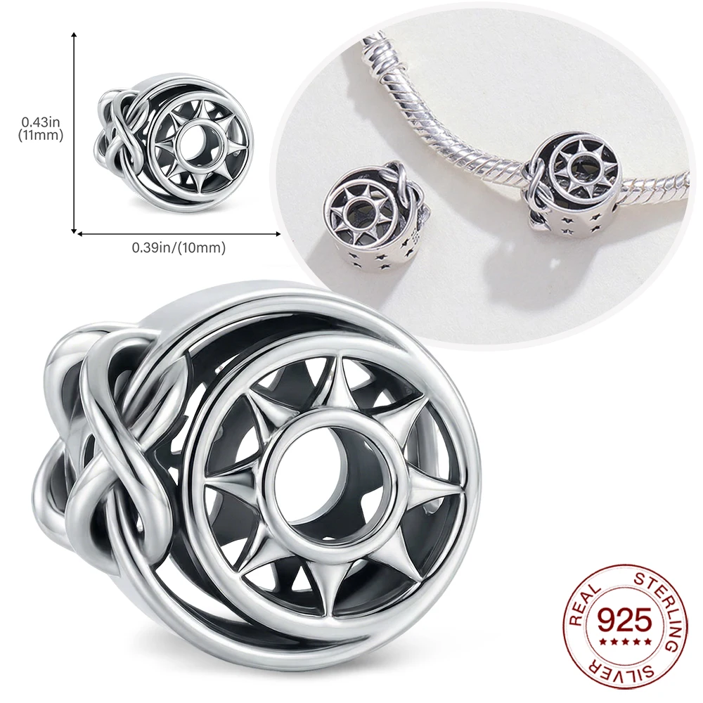 925 Sterling Silver Infinity Sun Charm Hollow Eternal Love Celtic Knot Spacer Bead Fit Original Bracelet Jewelry Gift For Woman