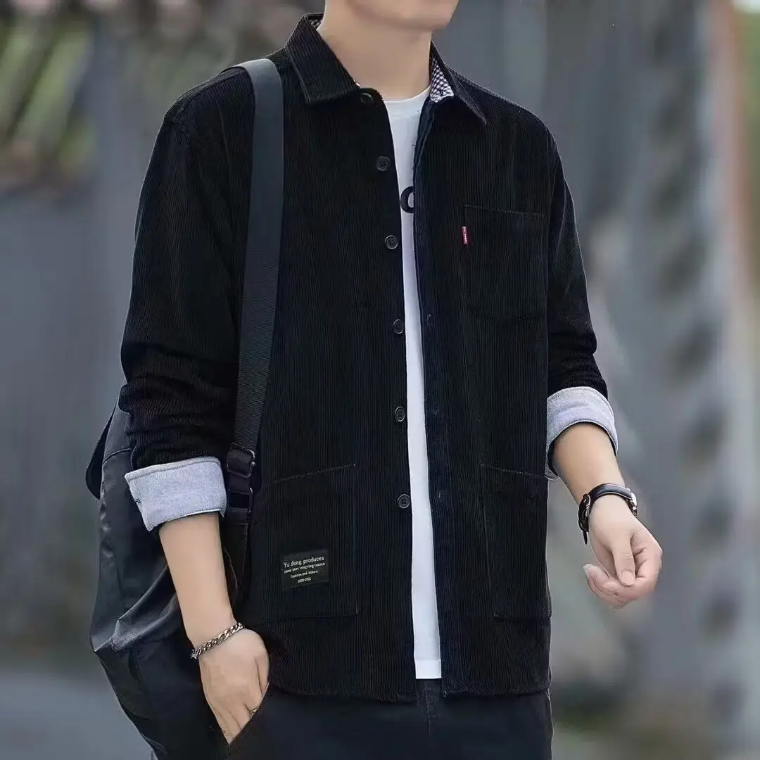 

Мужская осенняя куртка в стиле ретро «Гонконг», свободного кроя, с забавным дизайном, для студентов, однотонная, удлиненная, приталенная.