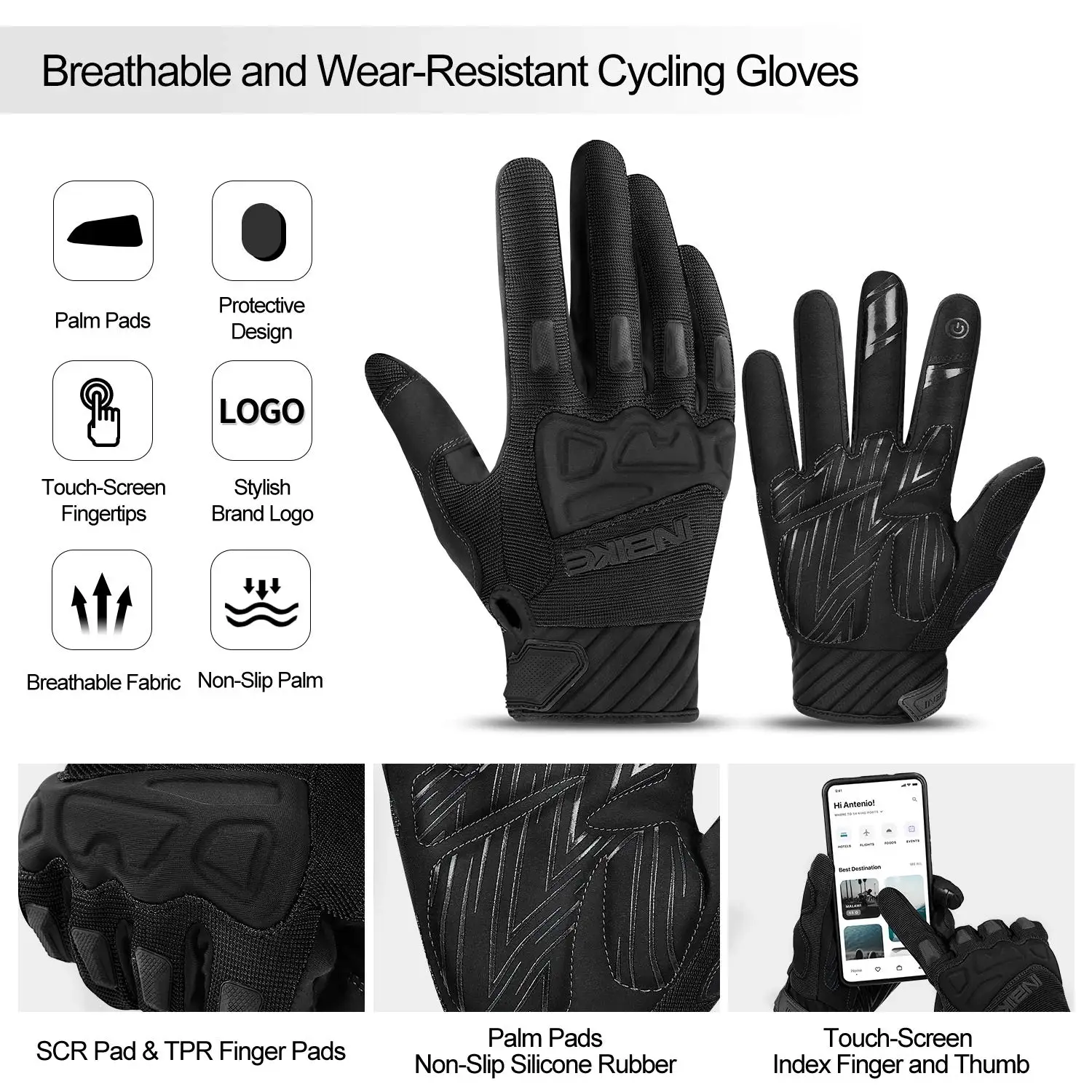 INBIKE MTB Cycling Gloves Man Touchscreen Men’s Sport Glove Mountain Bicycle for Gym Motorcycle Outdoor Cycling Bike Accessories