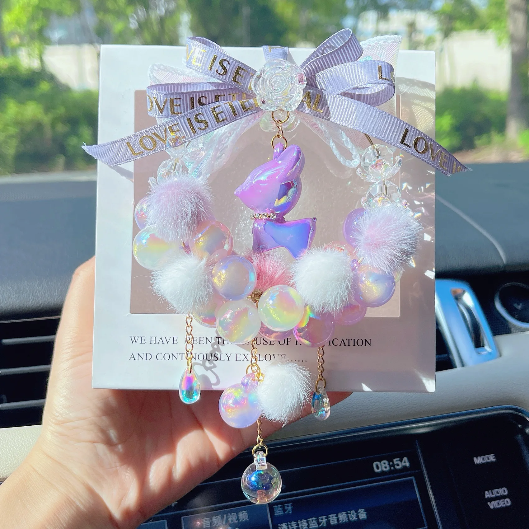 Safe Journey, Cute and Colorful Deer Car Hanger, Decoration for Rear View Mirror Pendant, Female Car Hanger