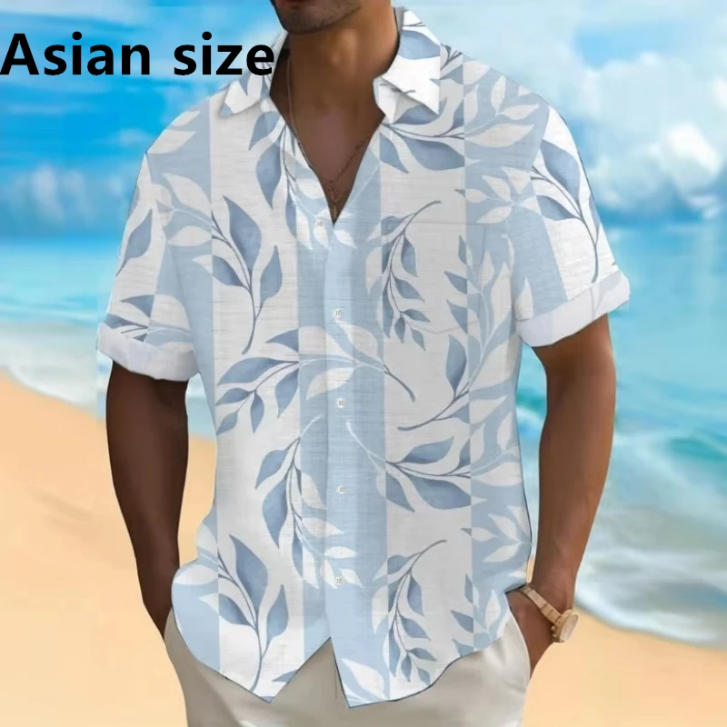 

3d Beach Flower Print Hawaiian Shirts For Men 2025 New Summer Men's Shirt Beach Casual Short Sleeve Shirts Loose Oversized Man
