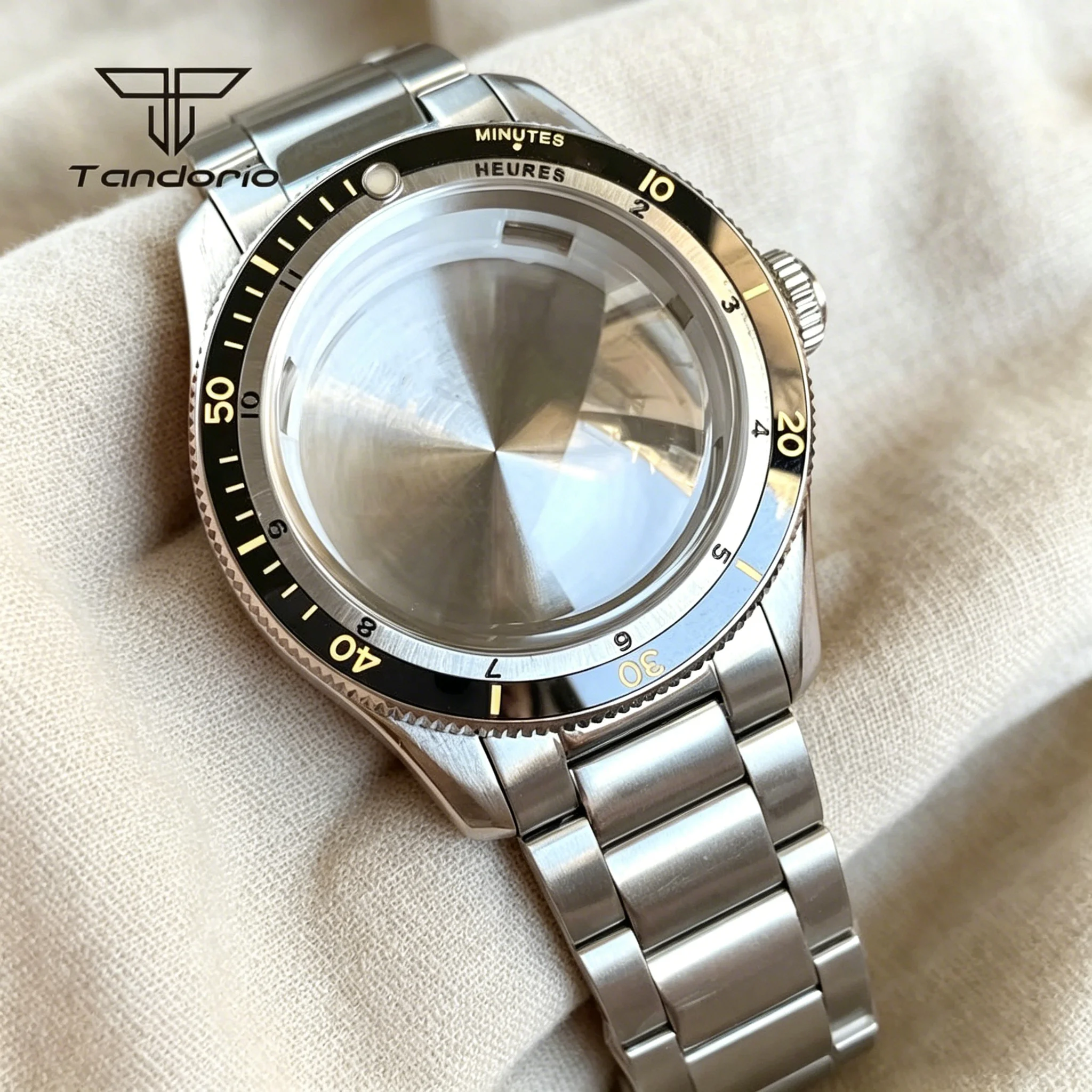 

40mm Automatic Watch Case+Bracelet Domed Sapphire Glass Men's Waterproof Wristwatch Part Fit NH35 NH38 Miyota8215 ETA2824 PT5000