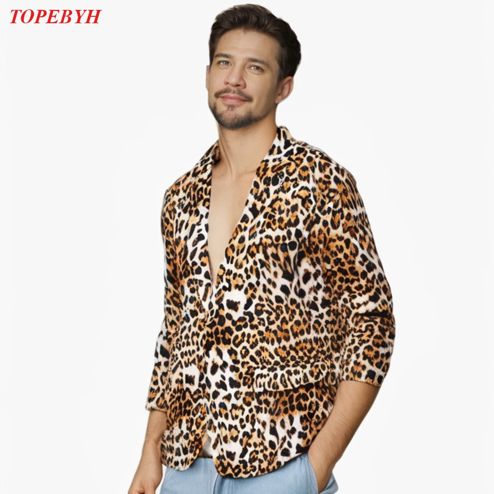 Men's Suit Jacket Leopard Print Suit Business Casual Party Suit Jacket Men Blazer  Coat Men