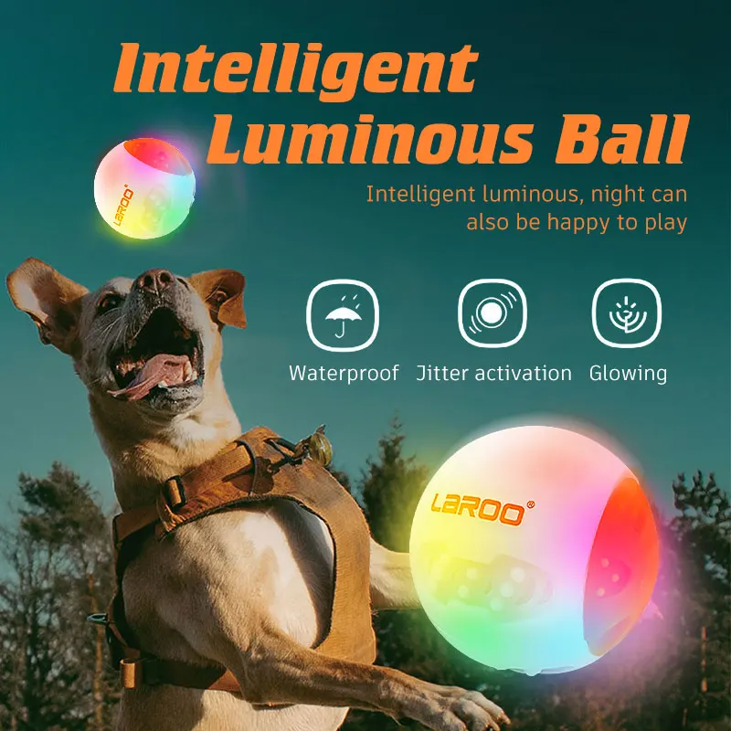 Interactive Dog Toys Durable Rechargeable Puppy Toy Ball Lighted Automatic Waterproof For Aggressive Chewer Dogs Playing Games