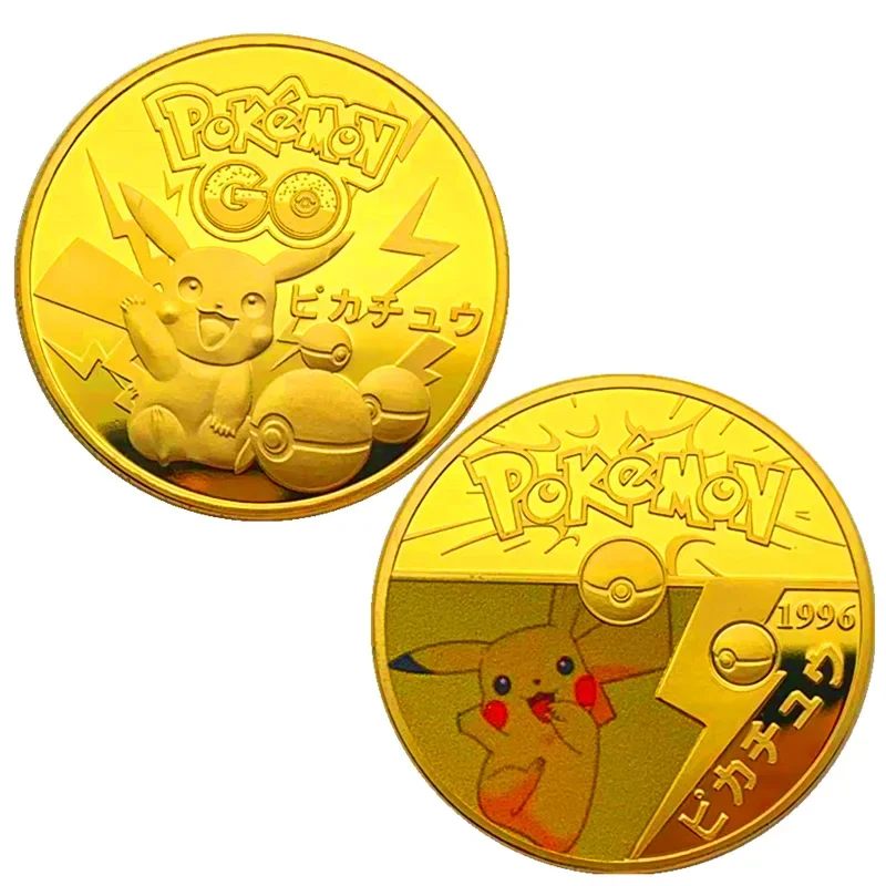 Anime Pokemon Gold Plated Gold Coin Game Commemorative Coin Pikachu Gold Coin Game Collection Pokemon Cards Christmas present