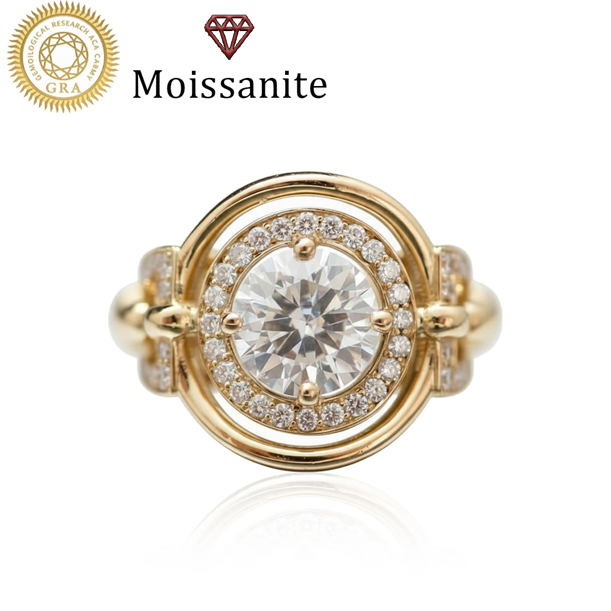

1 Piece Women's Wedding Ring, Round Circle Ring for Women, 4.2g S925 Sterling Silver, 2 Carat Moissanite Diamond, Bohemian, Palace Style, Engagement, Proposal, Wedding Anniversary, Valentine's Day Gift, Comes with Moissanite Certificate and Exquisite Gift