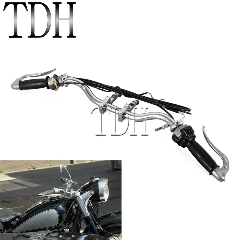 Chrome Handlebar + Throttle Grip + Brake Clutch Lever + Control Switch Wire + Mount Bracket for BMW K750 KS750 Zundapp BW40 R61