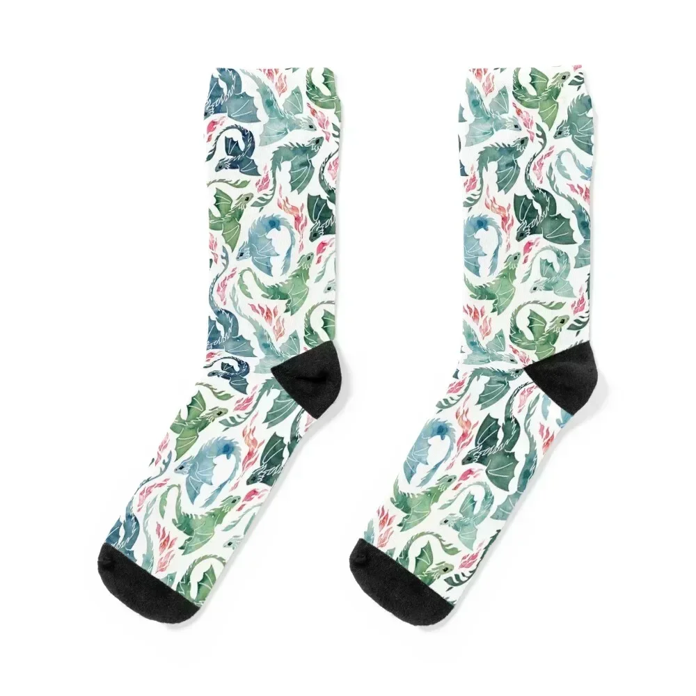 

Dragon fire blue & green Socks designer brand winter thermal Women's Socks Men's