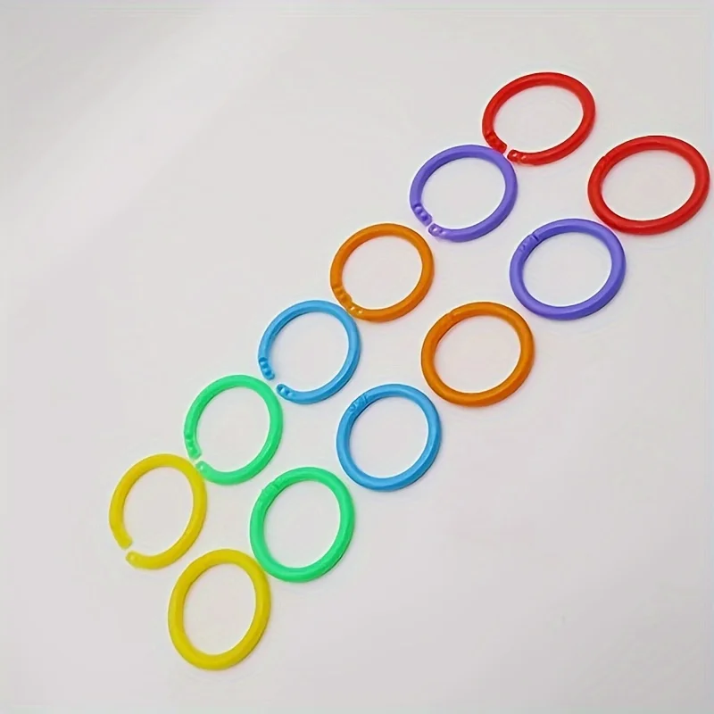 100 قطعة من حلقات الكتب الملونة ذات الزر المزدوج - بولي إيثيلين متين، تصميم مرن مفتوح، ألوان متنوعة للاستخدام المكتبي والمدرسة #5