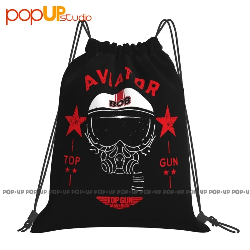 Top Gun Maverick Aviator Bob Helmet Drawstring Bags Gym Bag Bookbag Clothes Backpacks