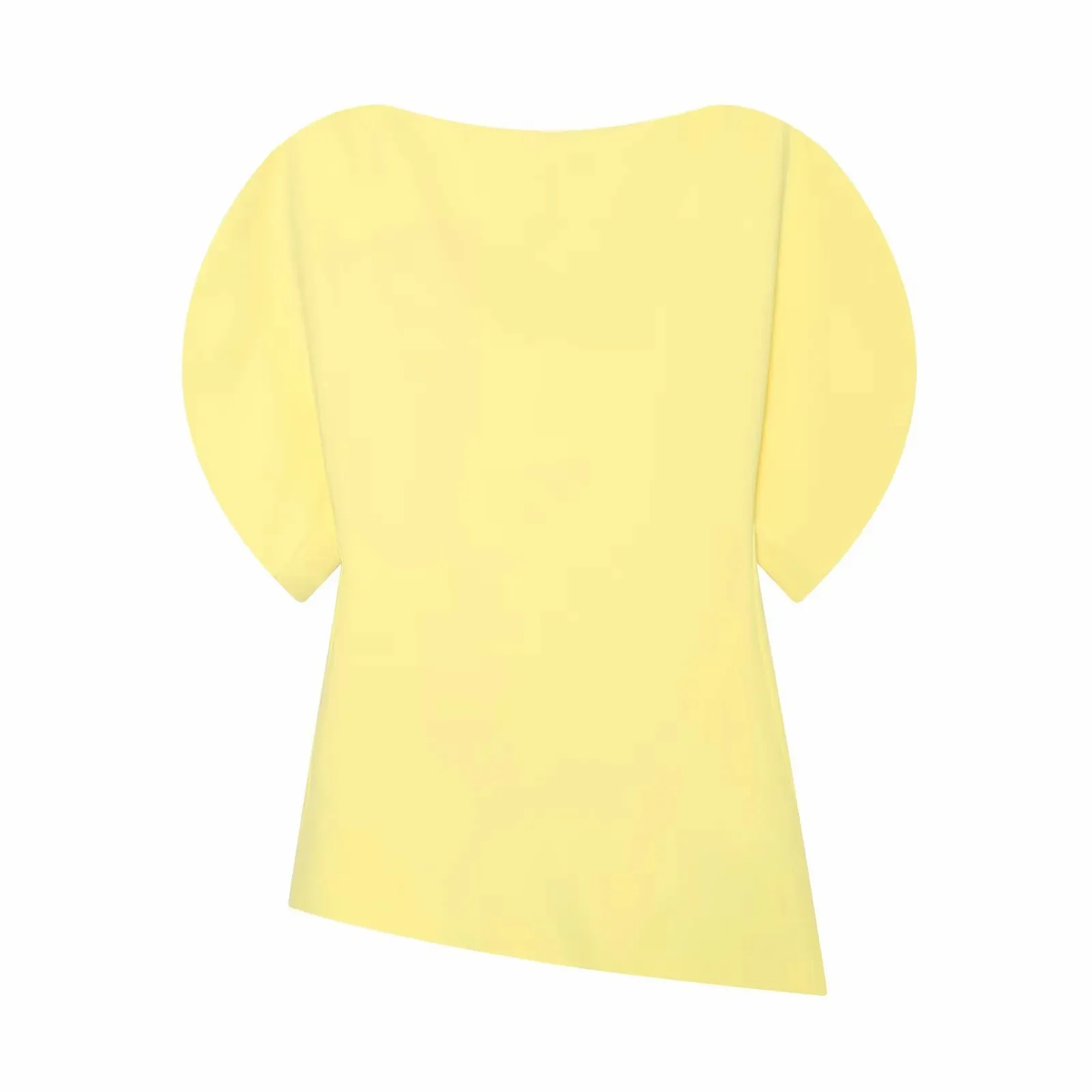 Damen Mode Asymmetrisches Design T-Shirt Einfarbig mit Puffärmeln O-Ausschnitt Retro-Top 2026 Trendiger High-Street-Stil Schicke Oberteile – Detail 6