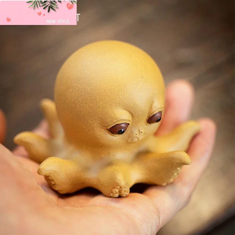 

Chinese Yixing Purple Clay Tea Pet Lucky Fortune Octopus Statue Animal Sculpture Ornaments Handmade Tea Set Decoration Gifts