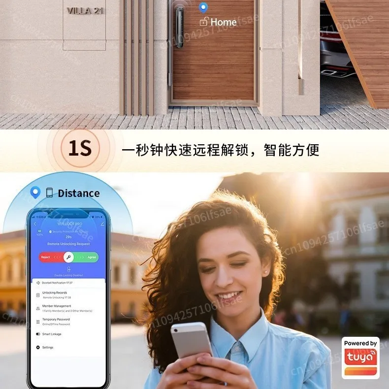 Cross-border graffiti Tuya face 5-inch video intercom automatic smart fingerprint lock lock remote APP unlocking