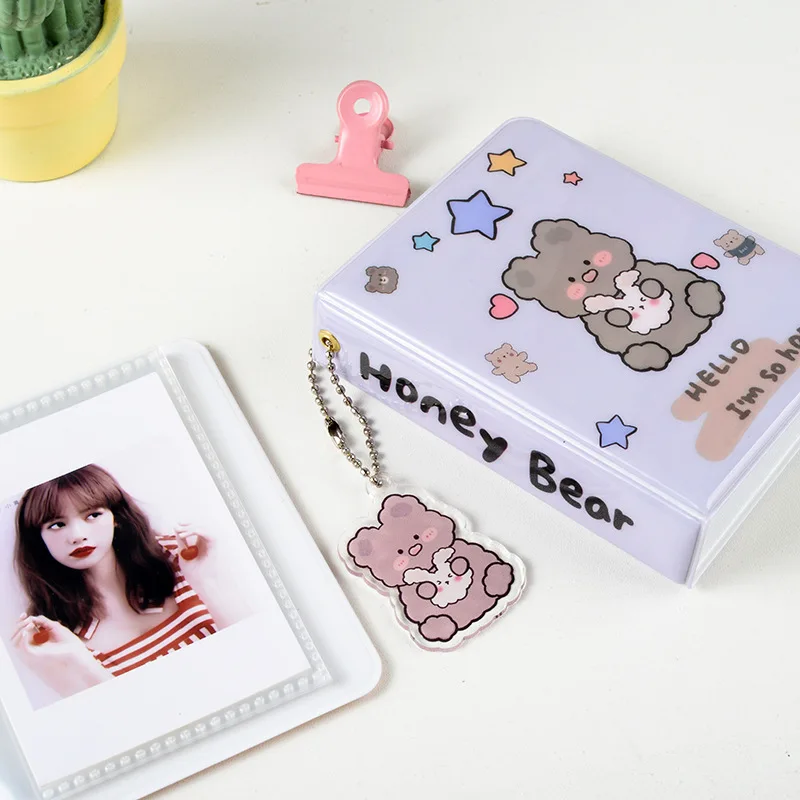 Teddy Clear Pockets Holds 36 Mini Photos Instax Album for Fuji Instax & Name Card 7s 8 25 50s Mini Photo Album with Keychain