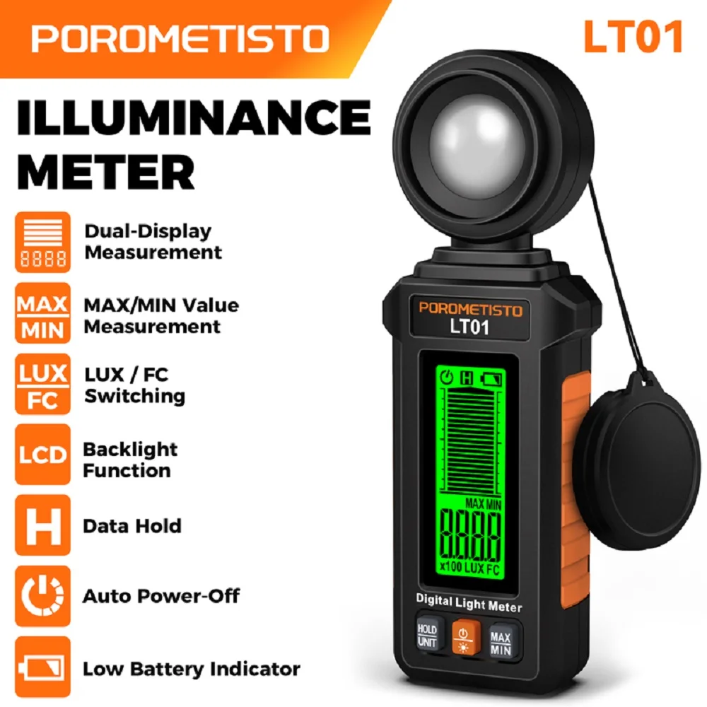 LT01 Industrial Grade High Accuracy Digital Lux Meter Mini Light Meter Digital Professional Handheld Illuminance