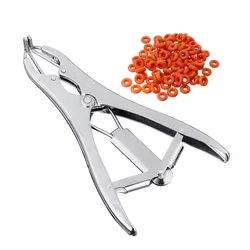 Elastrator Collet Castration Pliers + 100 Rubber Rings For Lamb Pig Castrate