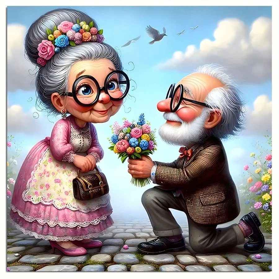 Sweet Old Couple Mosaic Diamond Painting Grandma Grandfather For Home Decor Full Diamond Embroidery Cross Stitch Kits Crafts