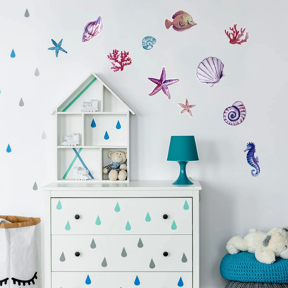 

Sea World Wall Sticker Waterproof Removable PVC Sea Shell Wallpaper for Bedroom Living Room Home Decoration