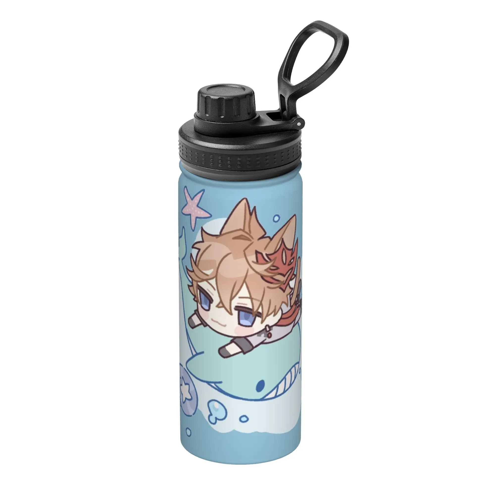 Genshins Impact Chibi Childe 18OZ Sports Insulated Kettle  Coffee Cups Vacuum Flask Car Mug Hot Cold Drink
