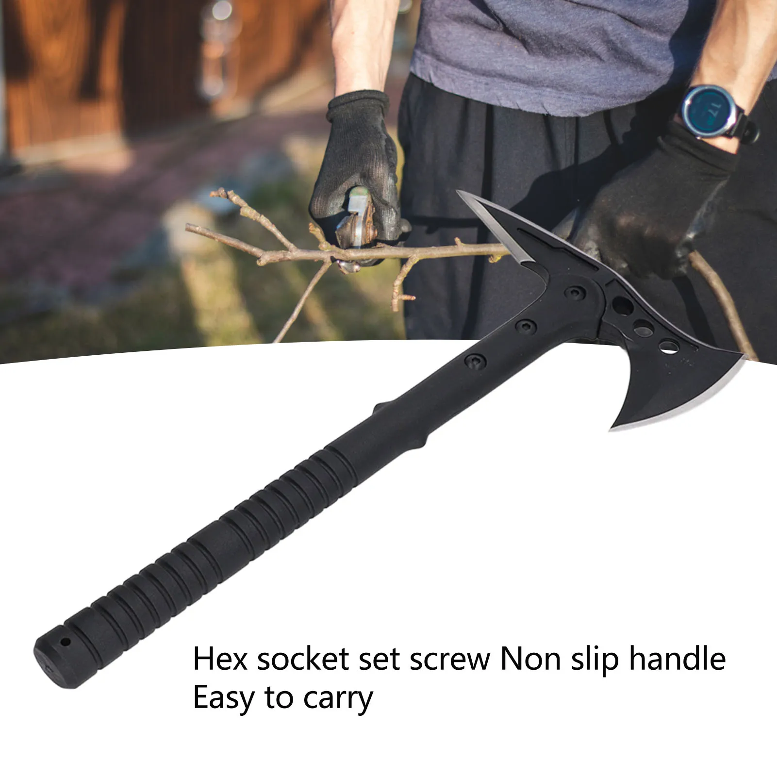 Camping Hatchet Hex Set Screws Steel Curved Blade Portable Outdoor Multifunctional Axe for Fire Engineers Outdoor Axe Multitool