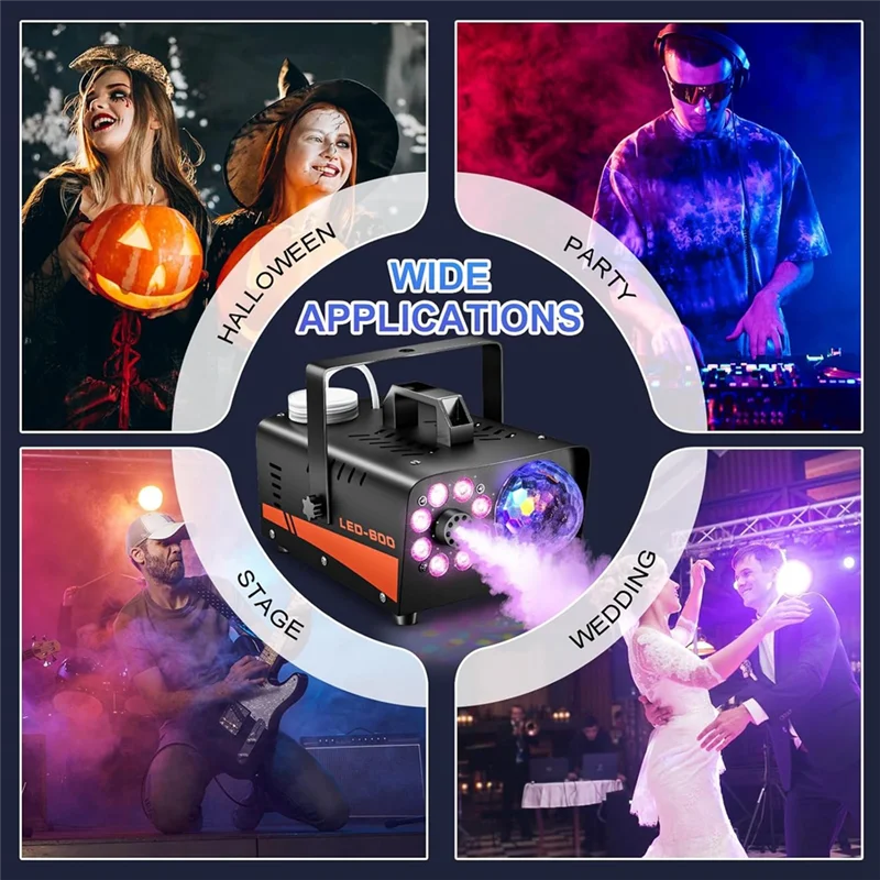 

WORTHOWN-Smoke Machine Fog Machine With Disco Ball Lights With 13 Colorful LED Lights Wireless Remote Control For Parties