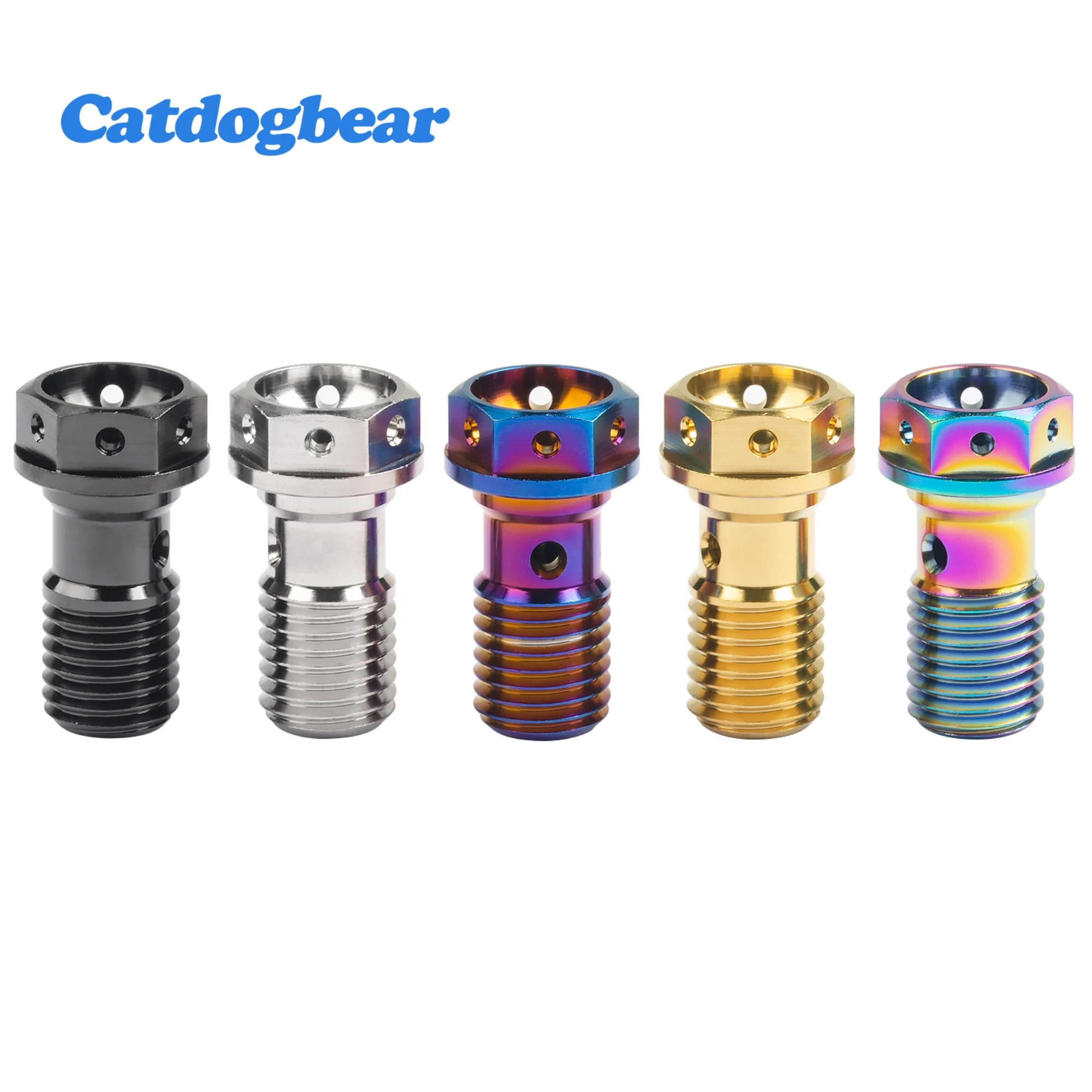 

Catdogbear Titanium Bolt M10x1.0/ 1.25mm Banjo Bolt for Brembo Brake Lin&Double hole Clutch Bolt with Bleeder Valve