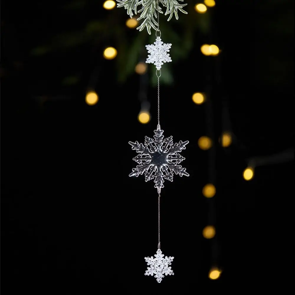 Household Acrylic Xmas Icicle Pendant Artificial Transparent Snowflake Pendant Glitter Xmas Tree Hanging Ornament Navidad