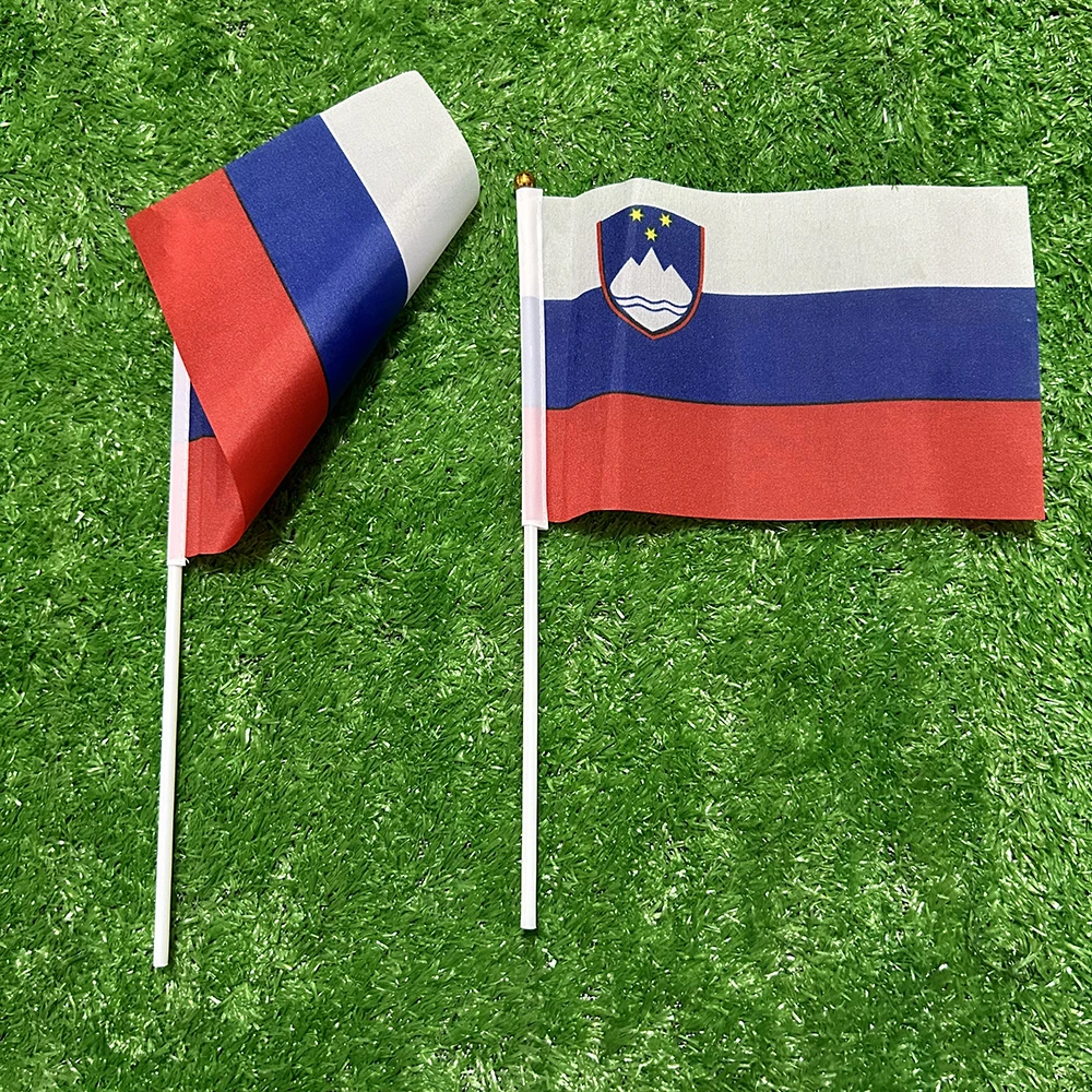 (SKY FLAG) Slowenien Handflagge 10/20/50 Stück 21*14cm Slowenien Handwedelflaggen mit Kunststoffstab für Sportaktivitäten und Heimdekoration – Detail 5