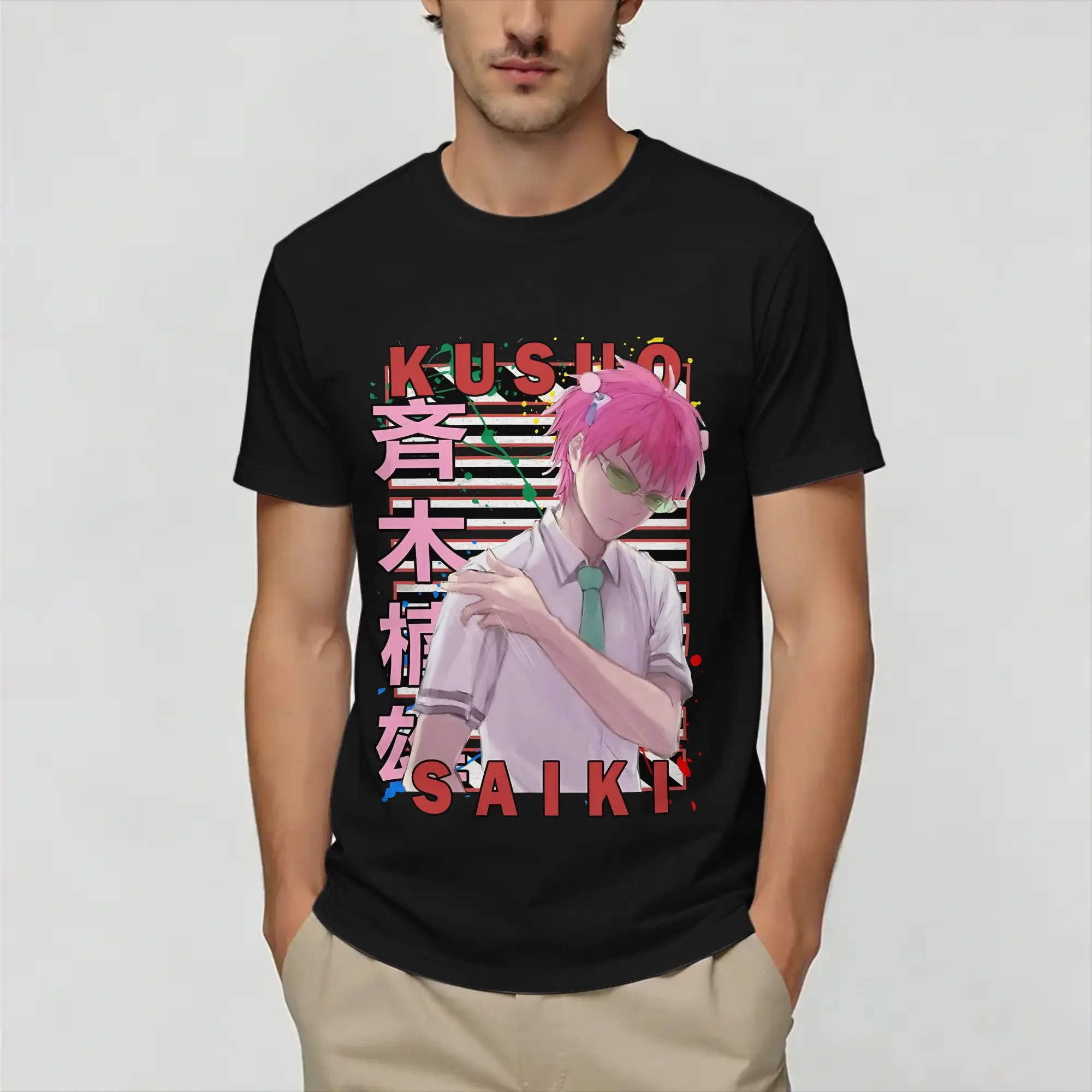 The Disastrous Life of Saiki K  Men T Shirts  Creative Tee Shirt Short Sleeve O Neck T-Shirt Pure Cotton Gift Idea Tops
