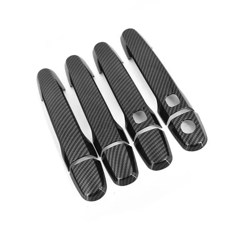 Carbon Fiber Silver Car Door Handle Cover Bowl Trim For Toyota Auris E150 MK1 2006-2012 Styling Accessories