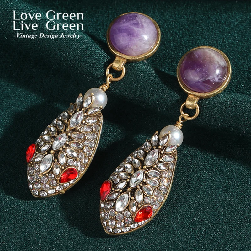 

Vintage Purple Crysta Snake Head Earrings For Woman Round Colored Glaze Rhinestone Luxury Quality Designer Gift Accessories 2025