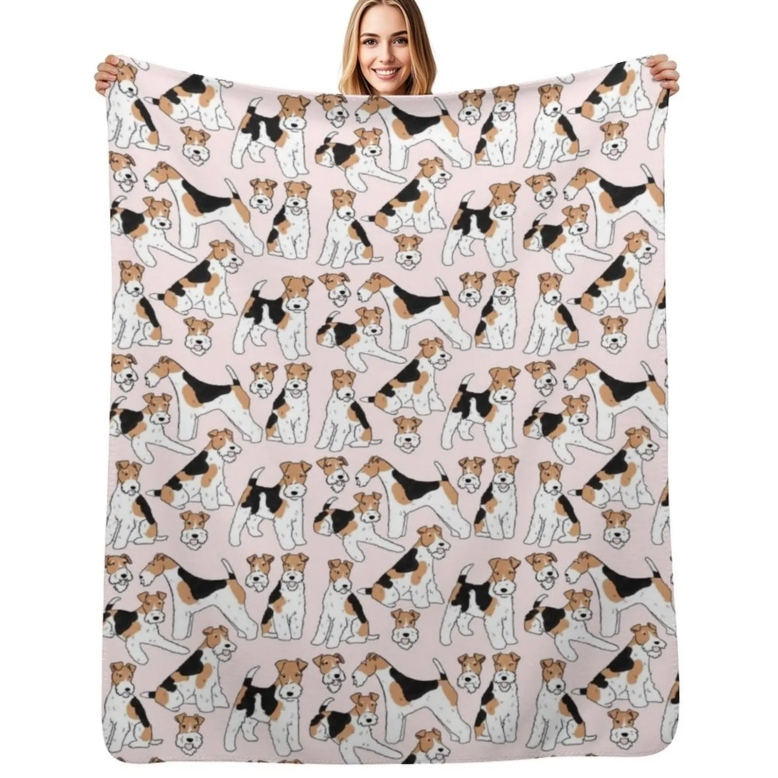 

Wire Fox Terrier cute illustration pattern Throw Blanket Outdoor Soft Blanket for Picnic Beach Camping