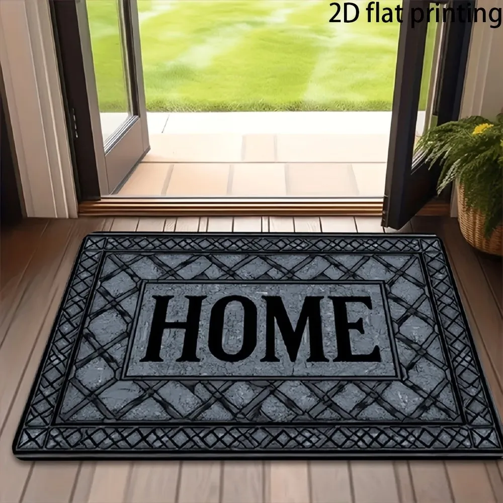 VIKAMA Ins Fresh Little Daisy Welcome Floor Mat, Retro Coconut Shell Texture Entrance Door Mat, Anti-Slip Entrance Floor Mat