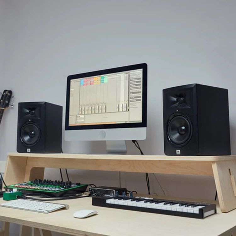 &cErgonomic Wooden Monitor Desk Display Stand for PC TV & Screen with Storage & Dining/Hotel