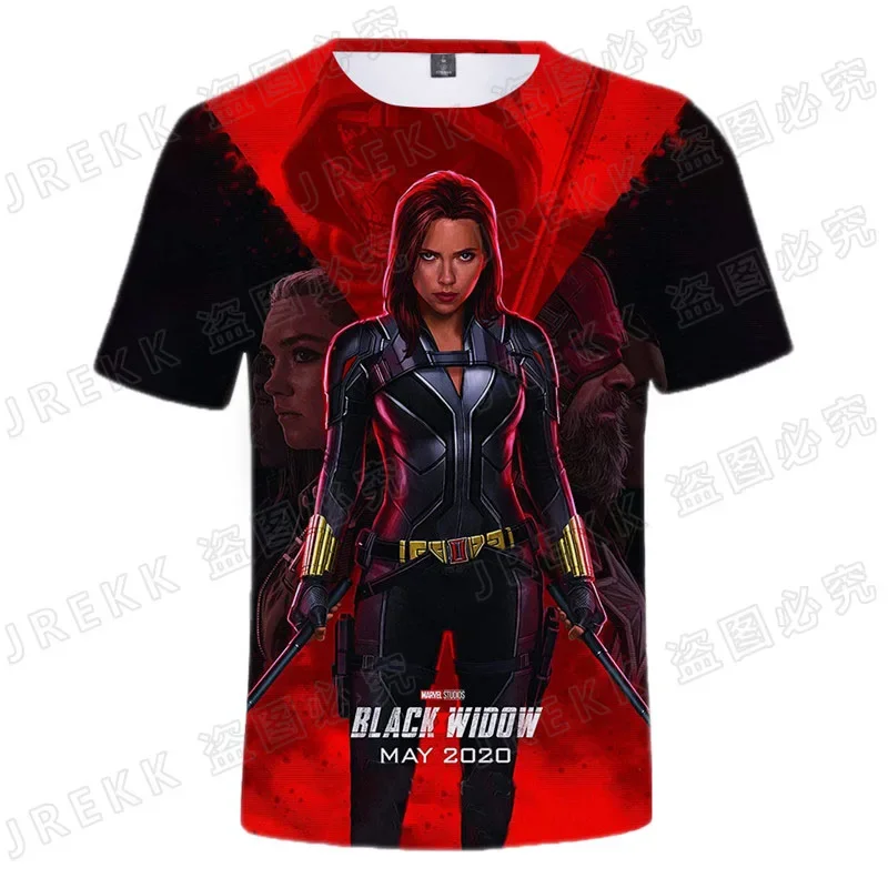 Summer Marvel The Avengers 3D T shirt Teen Children Streetwear Black Widow Printed T-shirts Boy Girl Kids Cool Tops Tee