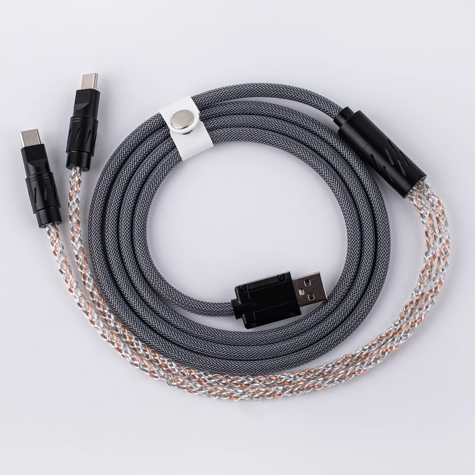 EPOMAKER Gloss 1.5m Dual-Device 2-in-1 Braided Cable with RGB Gradient Light for Keyboard/Mouse