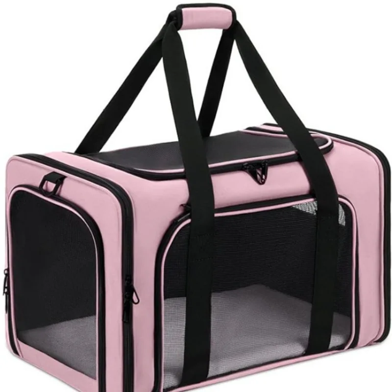 Sac de voyage portable pour animaux de compagnie, tissu Oxford doux, pliable, sangle arrière pour chat et chien, côté doux