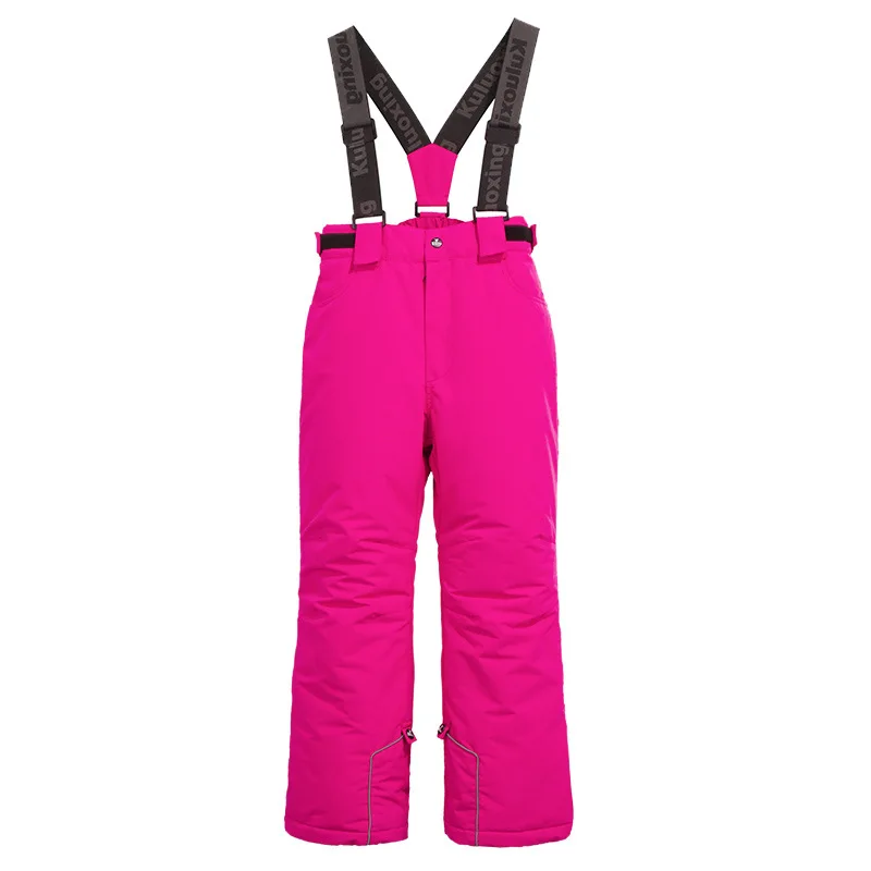 -30℃ Children's waterproof ski pants 5 6 7 8 9 10 11 12 13 14 15 16 Boys and Girls Snow Strap Pants Warm Pink Black Blue green