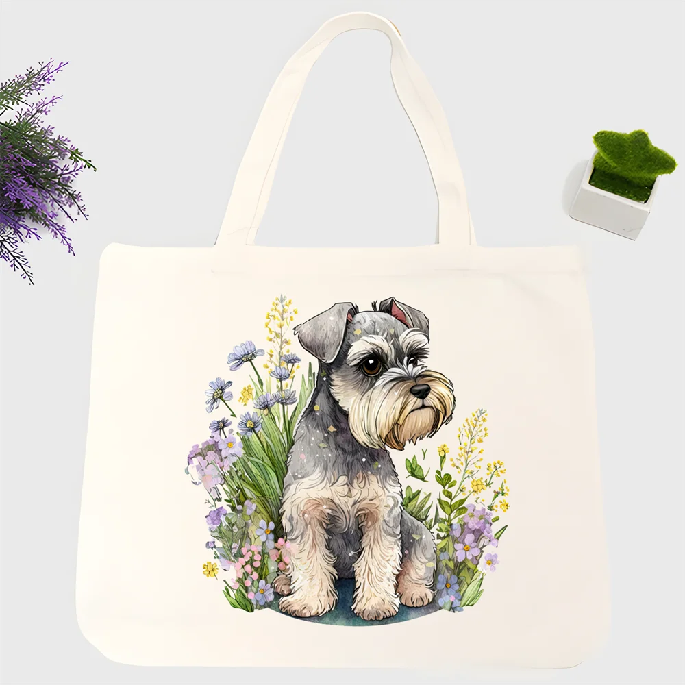 

schnauzer Shopping Bag Grocery Shopper Jute Bag Shopping Tote Bag Shoping Reusable Bolsa Compra Sacolas