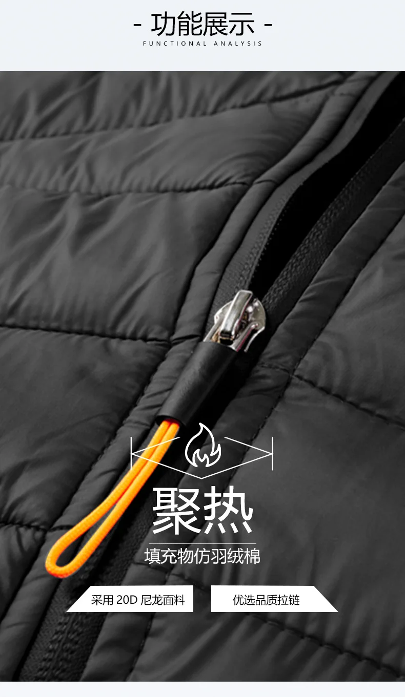 Men Stand Collar Parkas Men Faux Down Padded Jacket Men Lightweight Warm Winter Parkas Men Windproof Solid Color Warm Parkas