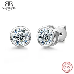 AnuJewel 1ct 2ct Total D Color Round Moissanite 18K Gold Plated Stud Earrings Stud Earrings For Woman