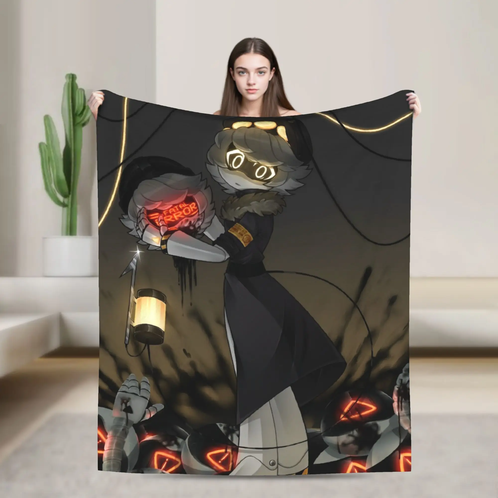 Murder Drones  Blanket Black Comedy Science Fiction Flannel Vintage Breathable Throw Blanket for Coverlet Spring Autumn,