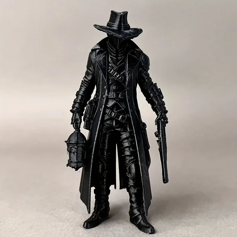 1Pc Gothic Hooded Lantern‑Man Figurine, Plastic No‑Power Statue, Indoor‑Outdoor Ornament for Halloween Holiday Party, Spooky Dec