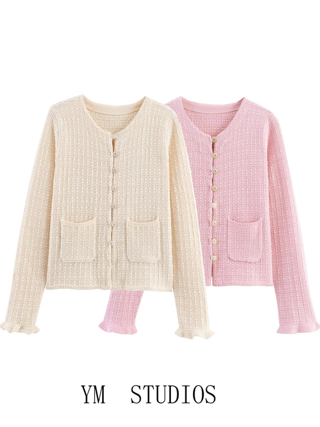 

Облегающий круглый вязаный свитер в стиле ретро, пальто, милый шикарный многослойный открытый кардиган для женщин, повседневная повседневная одежда