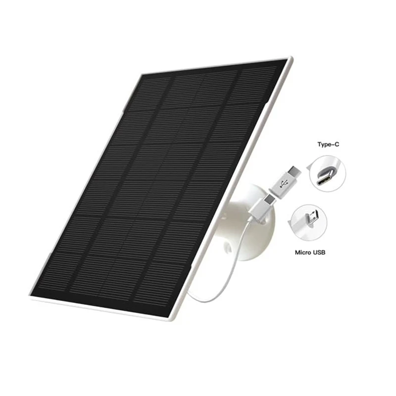 FULL-3W Solar Panel For Outdoor Security Cameras, Built-In Rechargeable Battery, Micro-USB & USB-C Charging, IP65 Waterproof