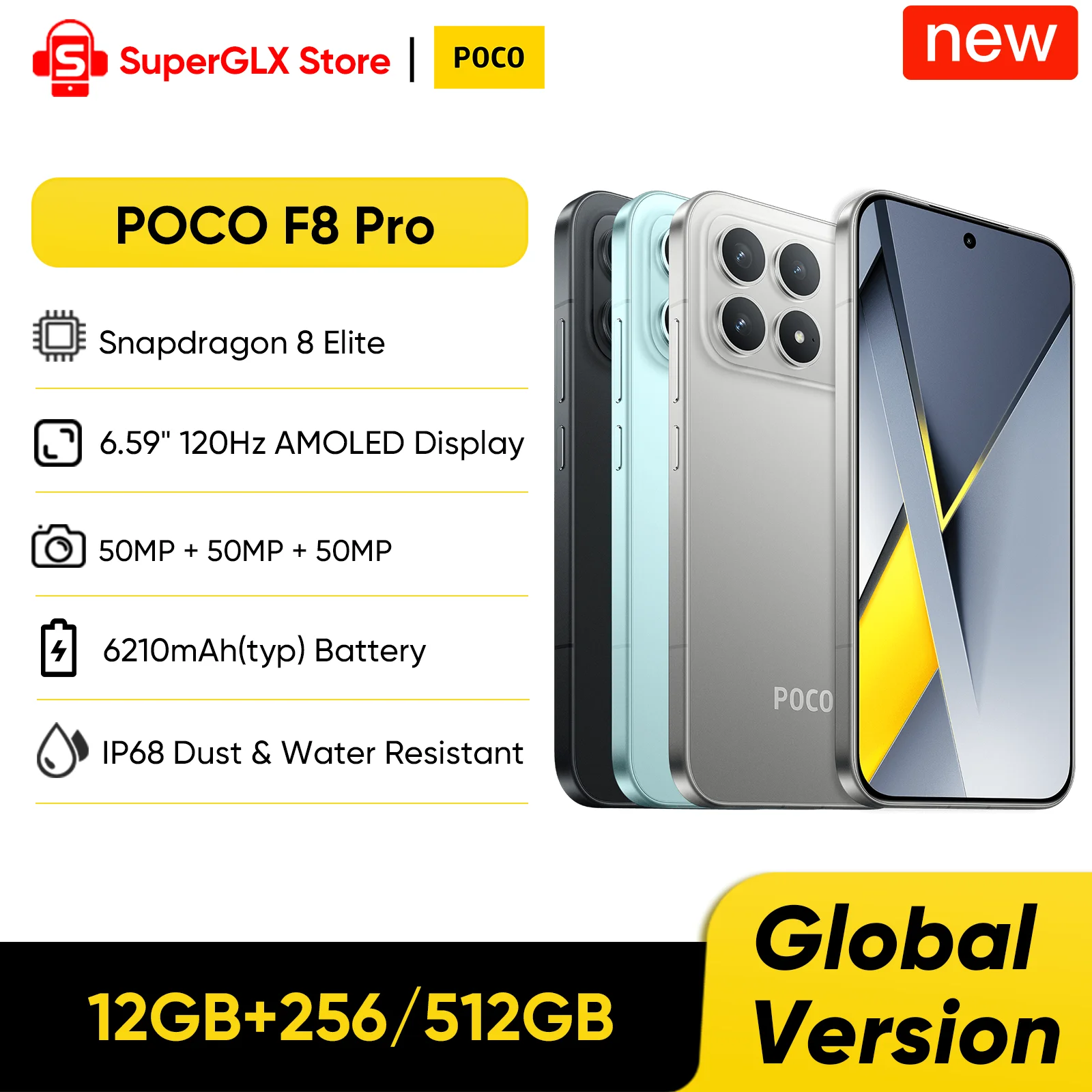 Newest POCO F8 Pro Global Version 5G Smartphone Snapdragon 8 Elite 6.59