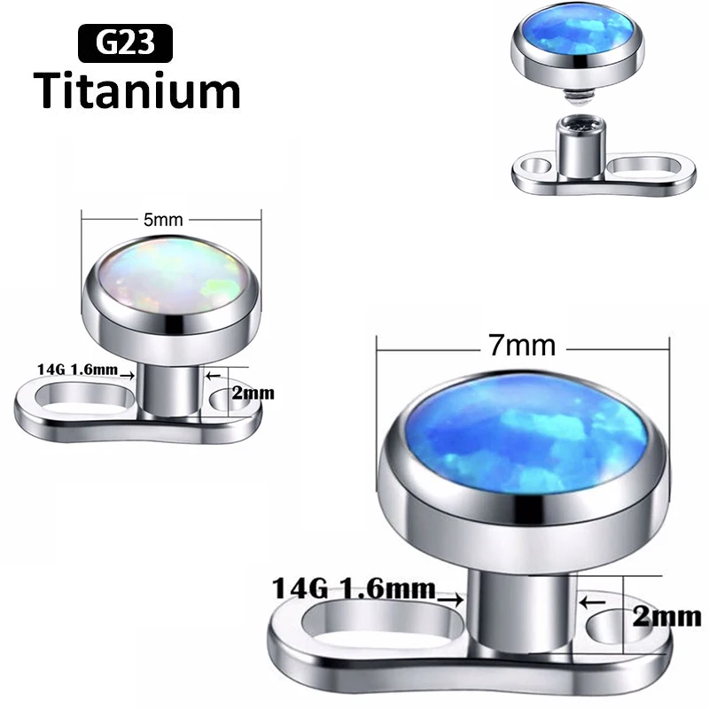 ASTM f136 Micro Dermal Piercing G23 Titanium Dermal Anchor Base 5-7mm Opal Top Diver Dermal Top Base Sexy Piercing Body Jewelry